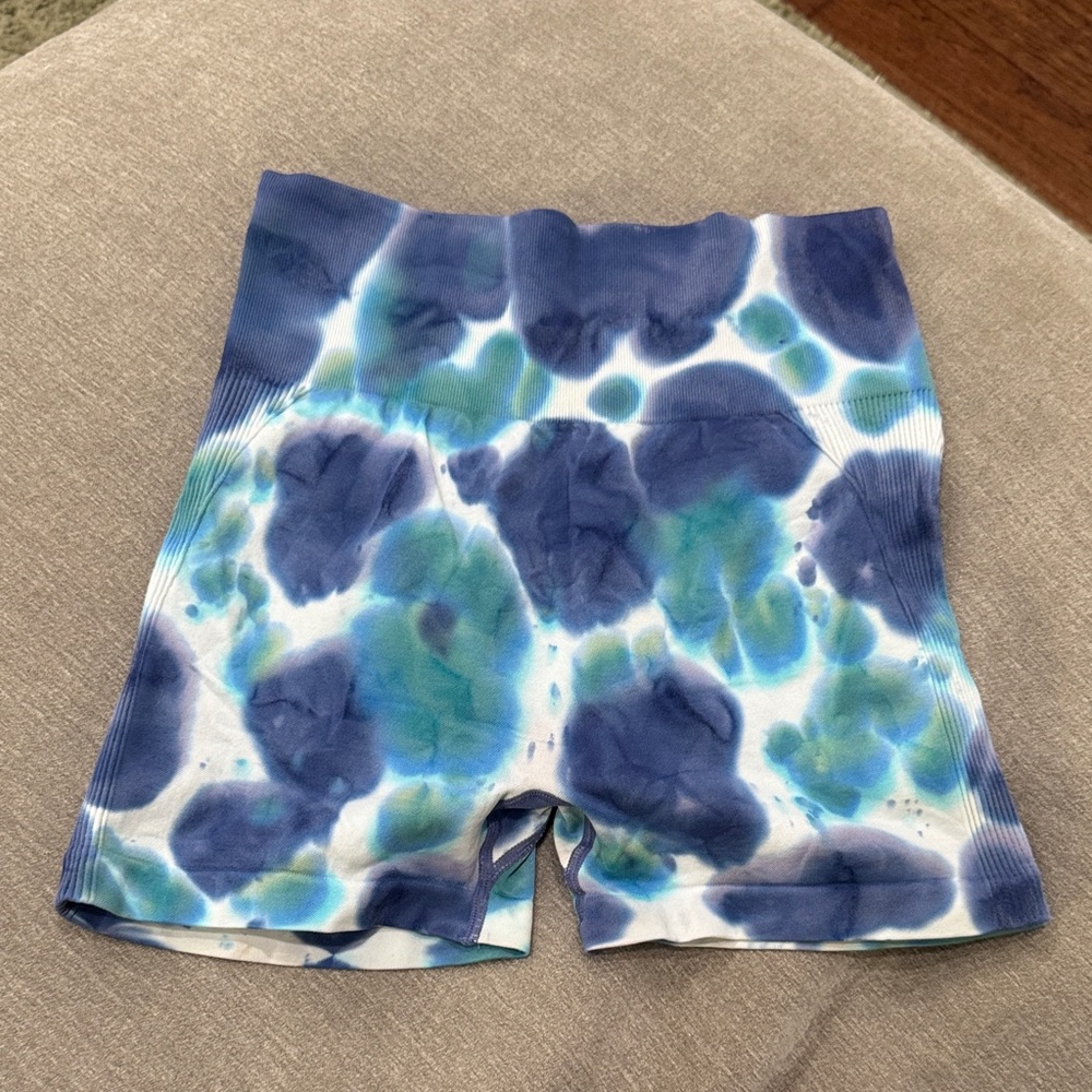 Blue and Green Tie-Dye Shorts